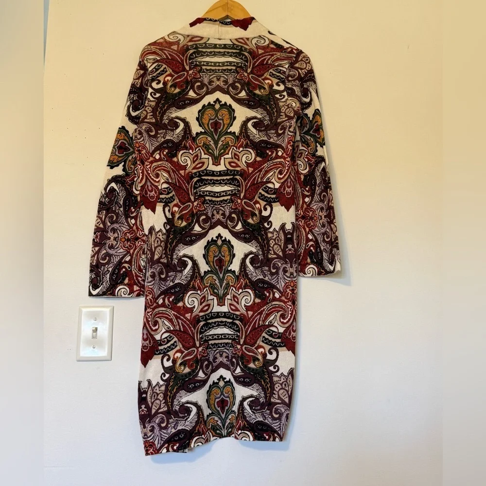 Chico’s Paisley Open Front Cardigan Women’s Size 0 Multicolor Boho Knit Sweater - Picture 5 of 10